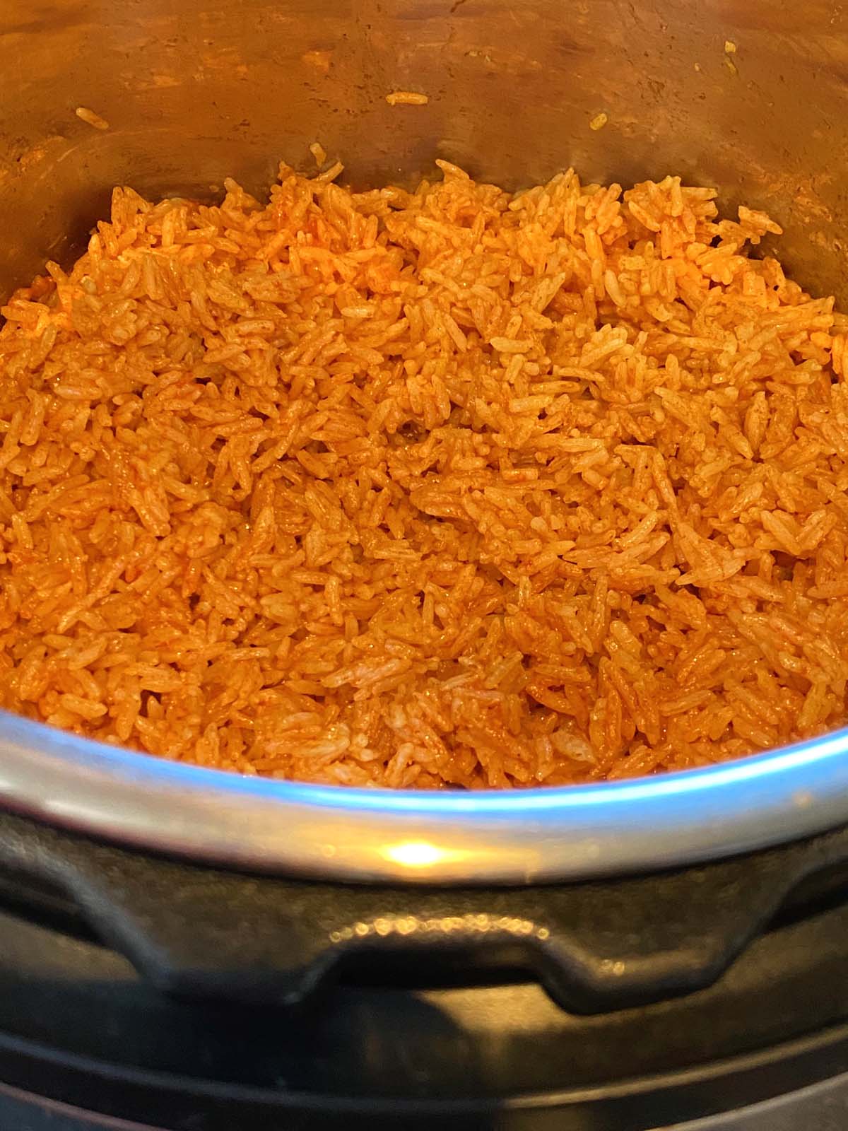 Cooked Mexican rice in the Instant Pot. 