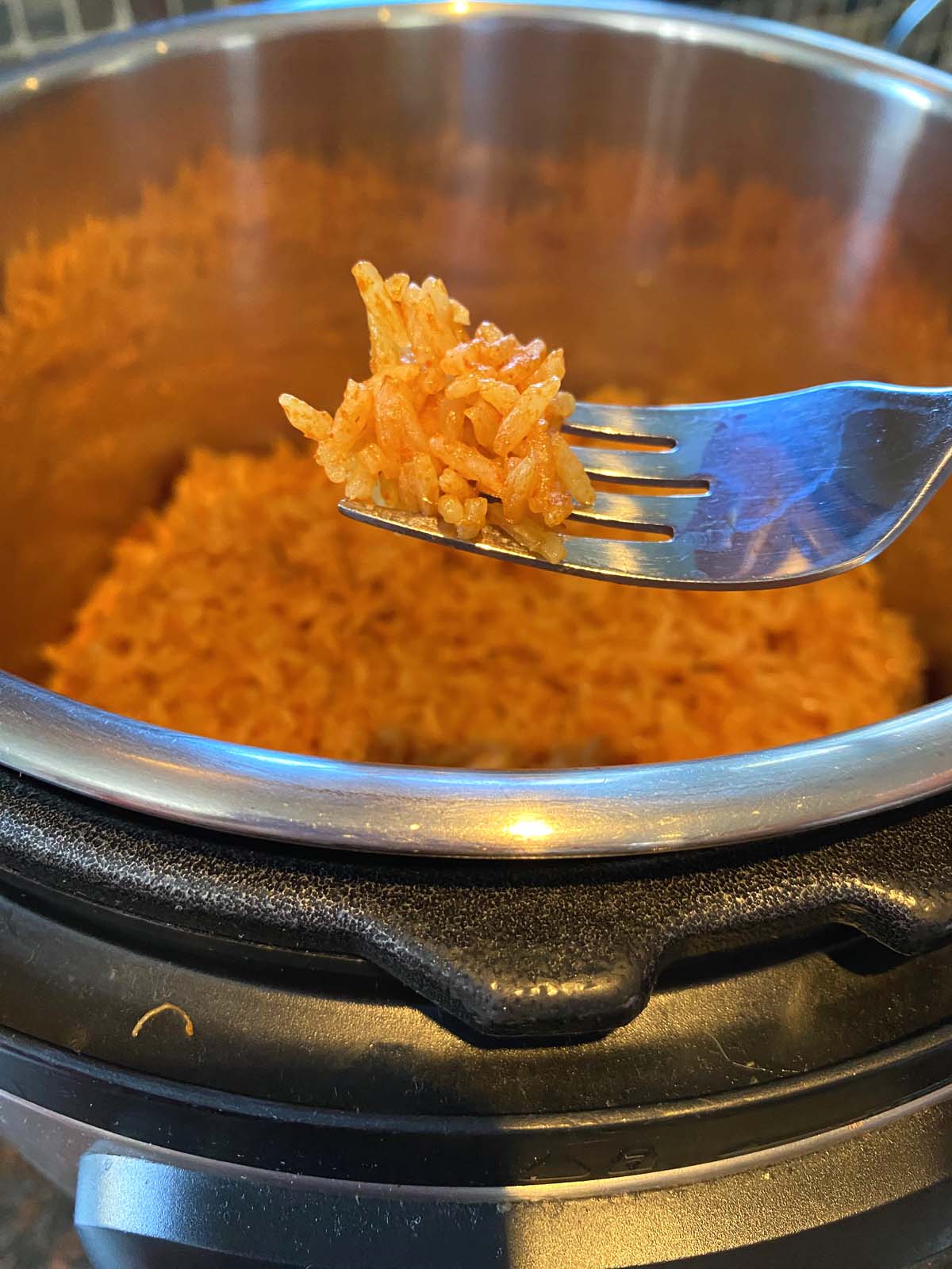 Cooked Mexican rice in the Instant Pot. 