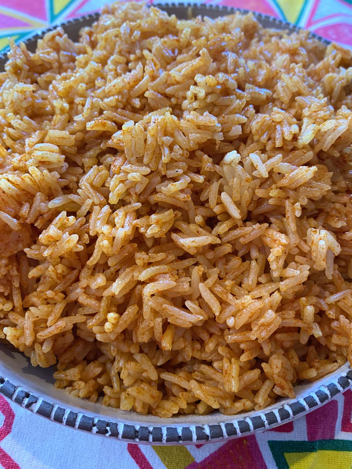 A bowl of Instant Pot Mexican rice. 