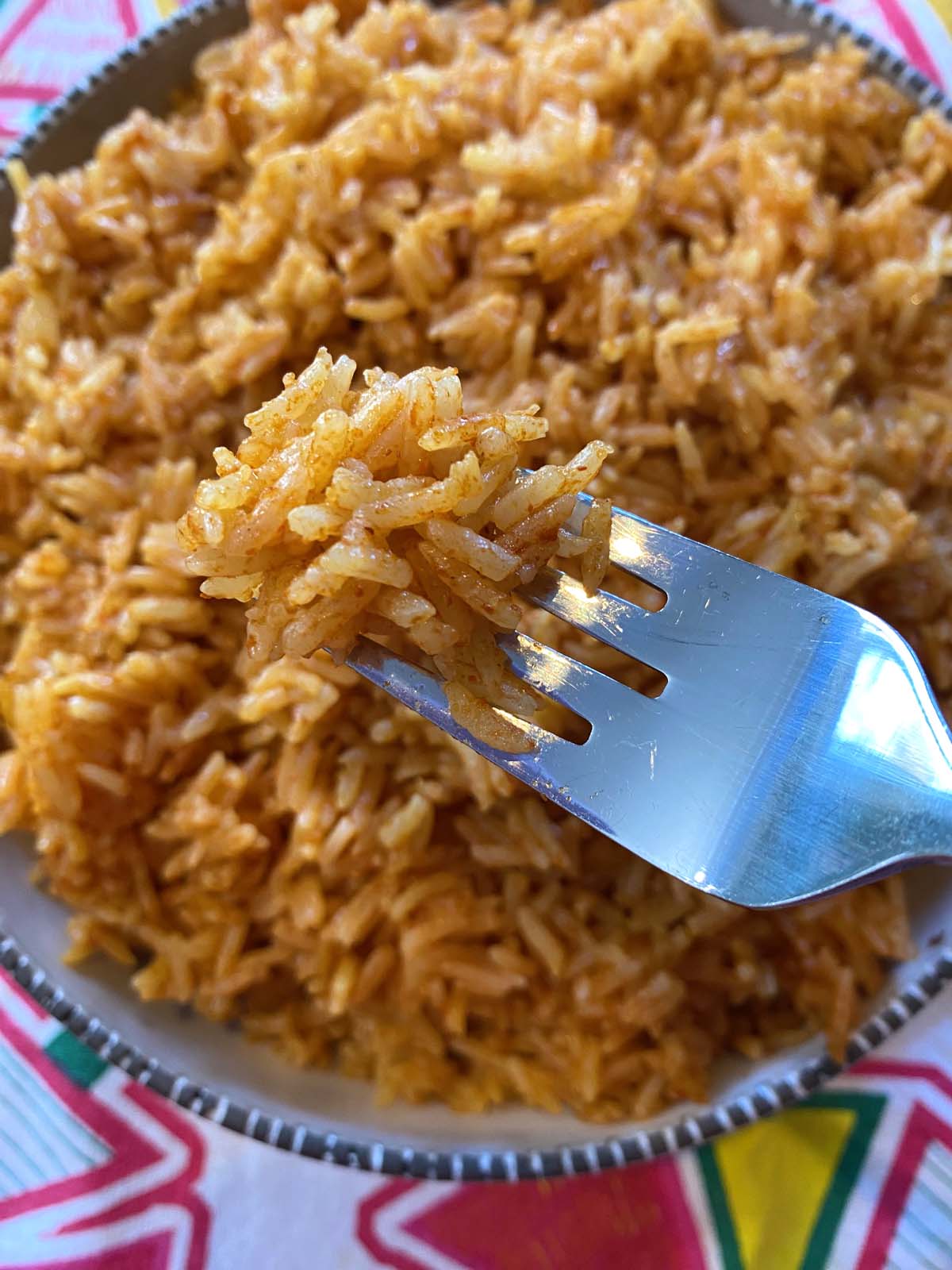 A bowl of Instant Pot Mexican rice. 