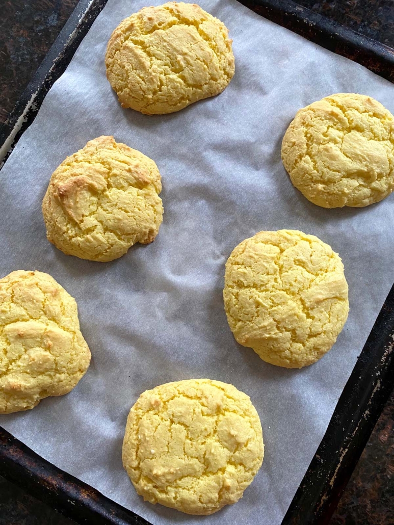 Lemon Cake Mix Cookies on a baking sheet