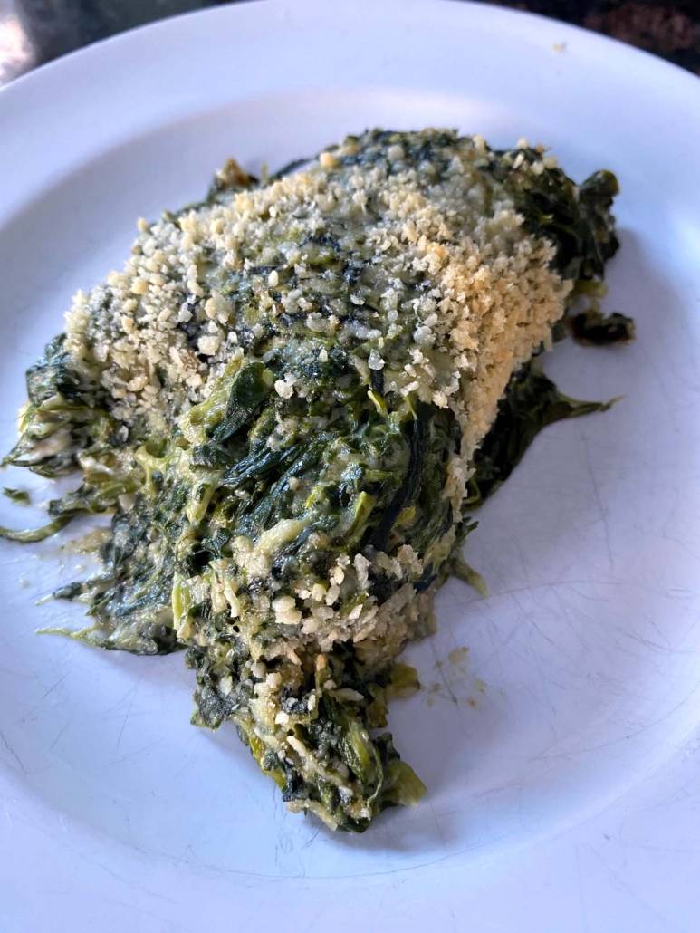 piece of Spinach Casserole on a plate