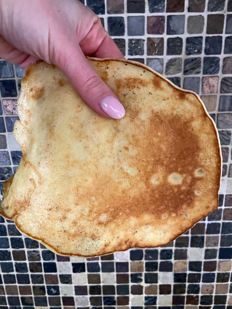 hand holding a Swedish Pancake