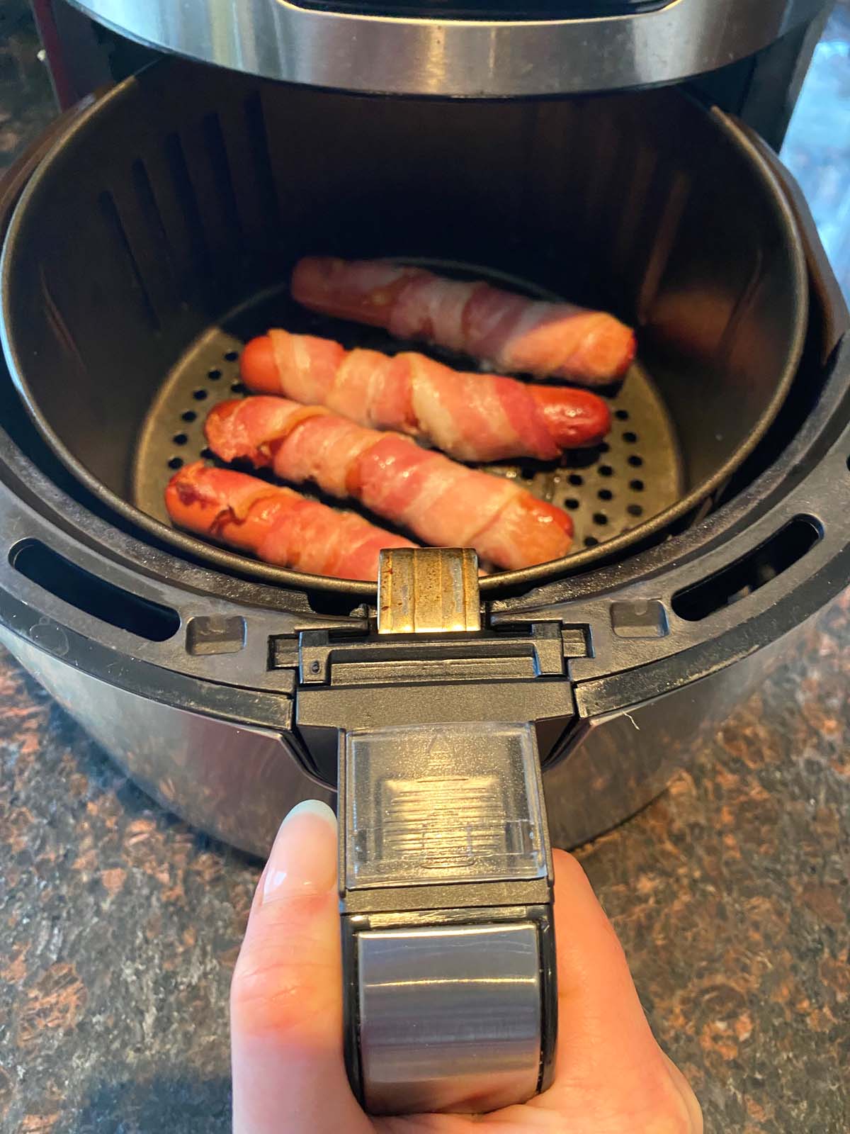 Bacon Wrapped Hot Dogs In Air Fryer Melanie Cooks