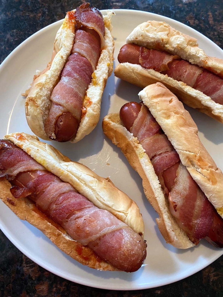 Bacon Wrapped Hot Dogs In Air Fryer