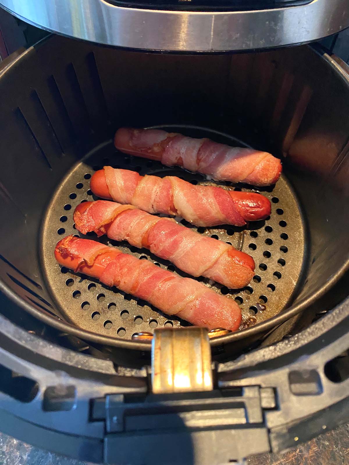 Bacon Wrapped Hot Dogs In Air Fryer Melanie Cooks