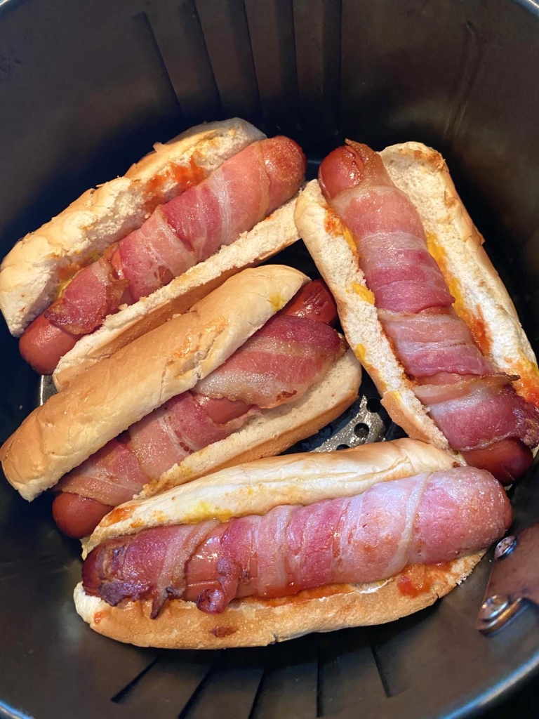 Bacon Wrapped Hot Dogs In Air Fryer Melanie Cooks