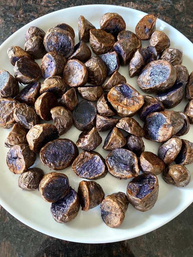 Air Fryer Purple Potatoes on a plate