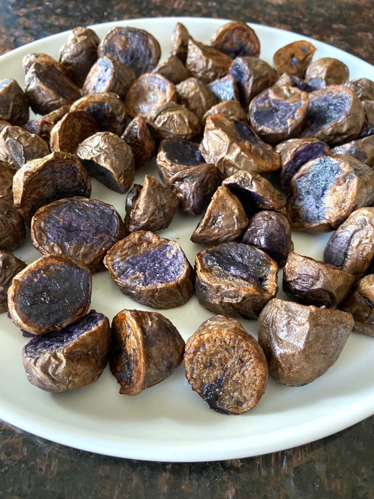 perfectly cooked air fryer purple potatoes