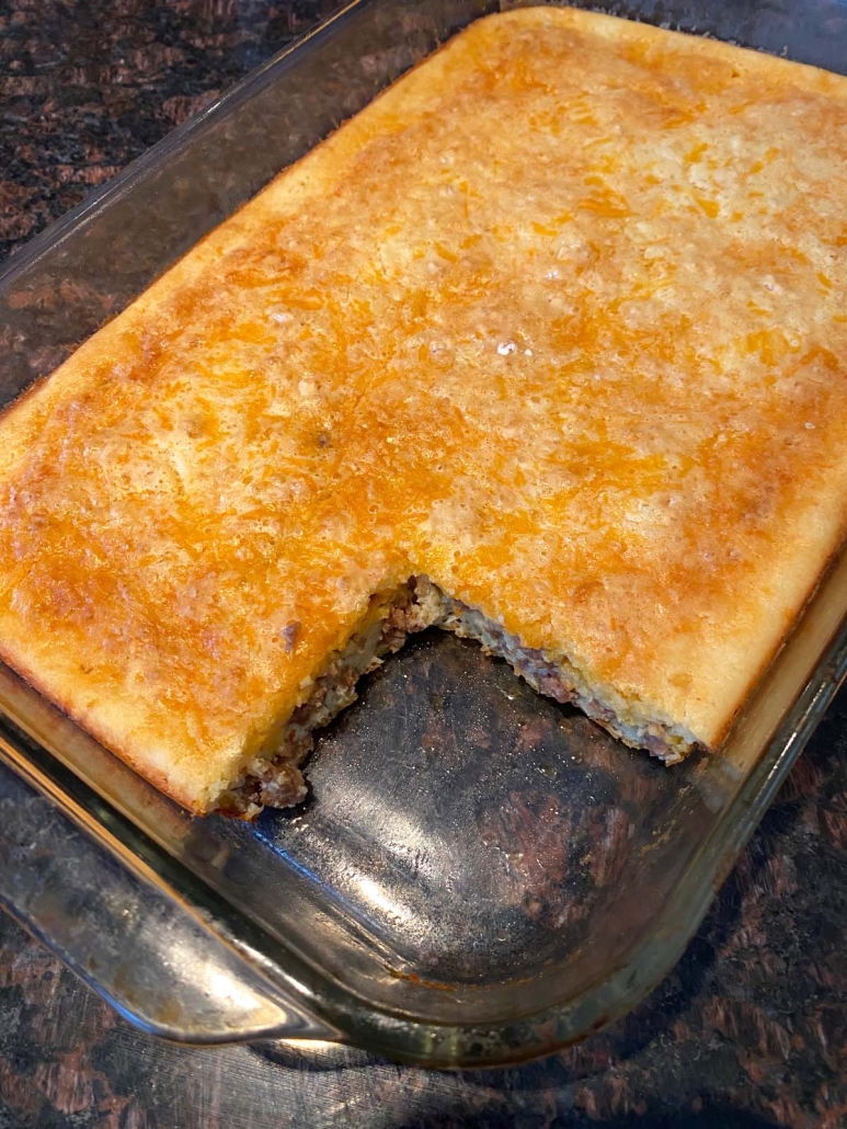 Bisquick Breakfast Casserole with slice removed