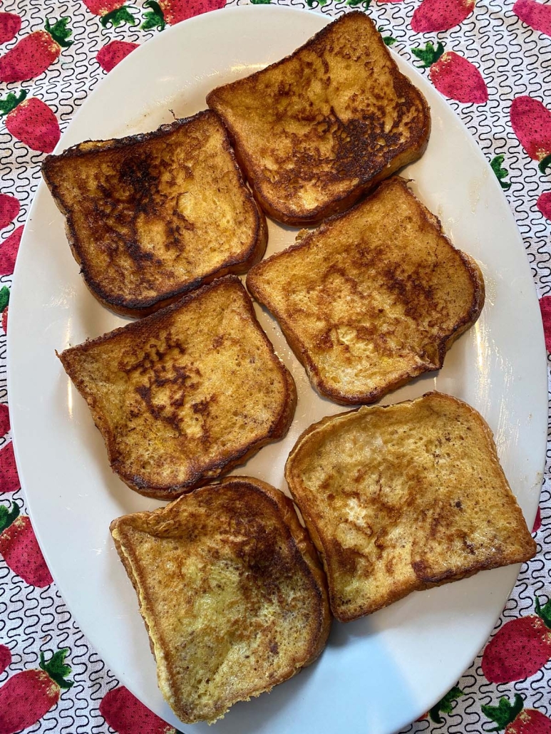 Brioche French Toast slices on a platter