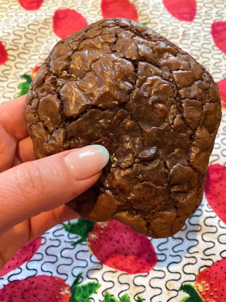 hand holding easy Brownie Mix Cookie