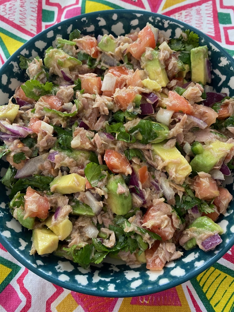 serving bowl of fresh Canned Tuna Ceviche