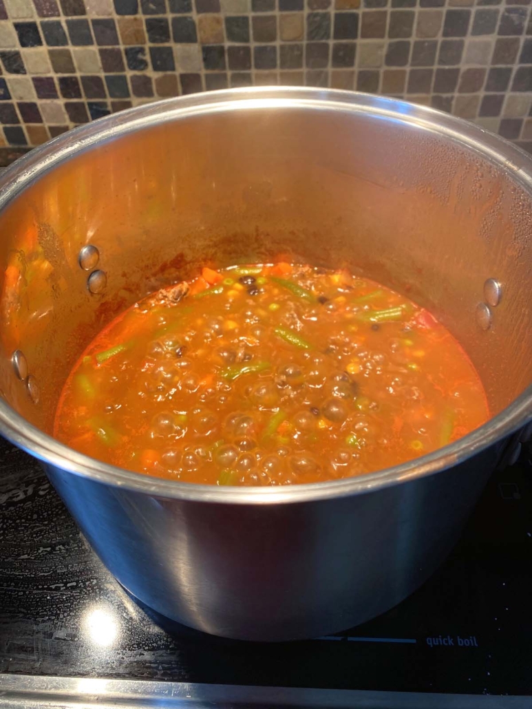 Chili Soup cooking in a soup pot