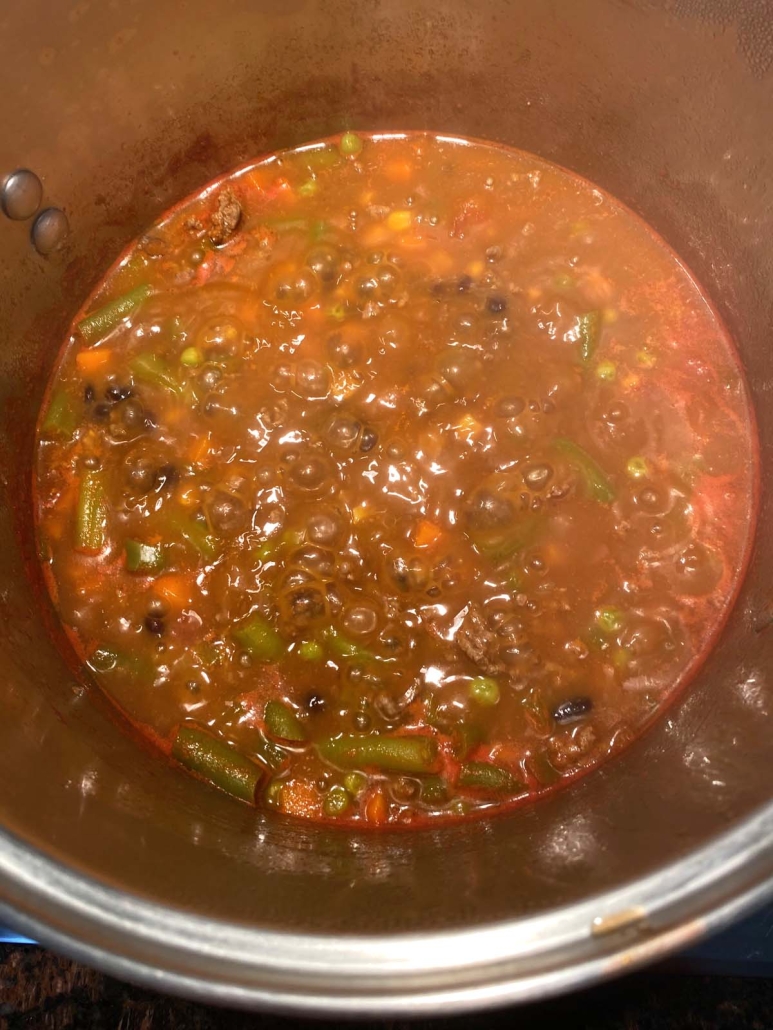 Chili Soup simmering in a pot