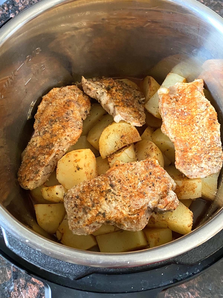 close up of Instant Pot Pork Chops And Potatoes