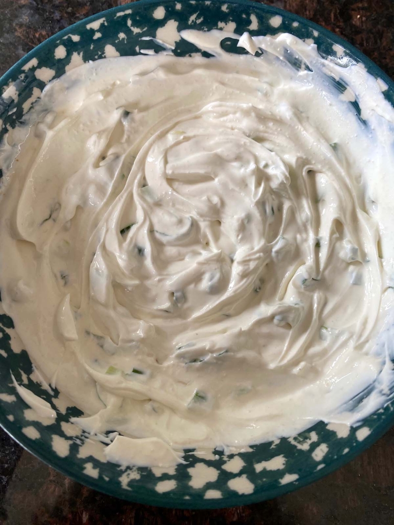 sour cream and onion dip in bowl