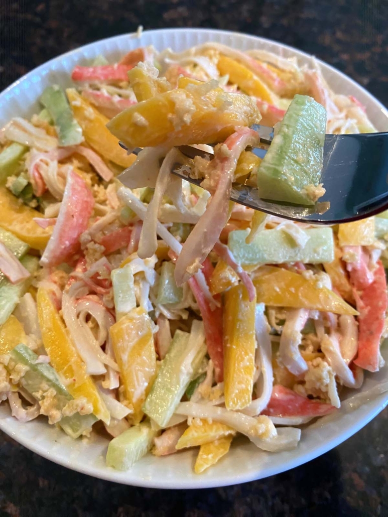 fork in easy recipe Spicy Kani Salad