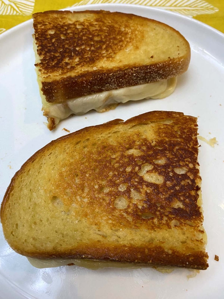 halves of a Starbucks Grilled Cheese Copycat sandwich