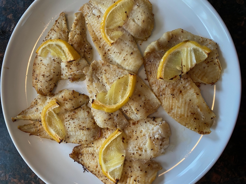 seasoned Broiled Flounder on a plate