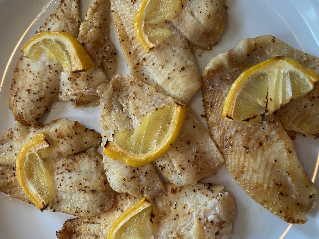 Broiled Flounder on a serving plate