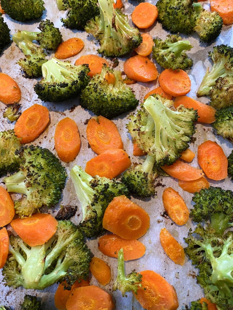 seasoned, Roasted Broccoli And Carrots