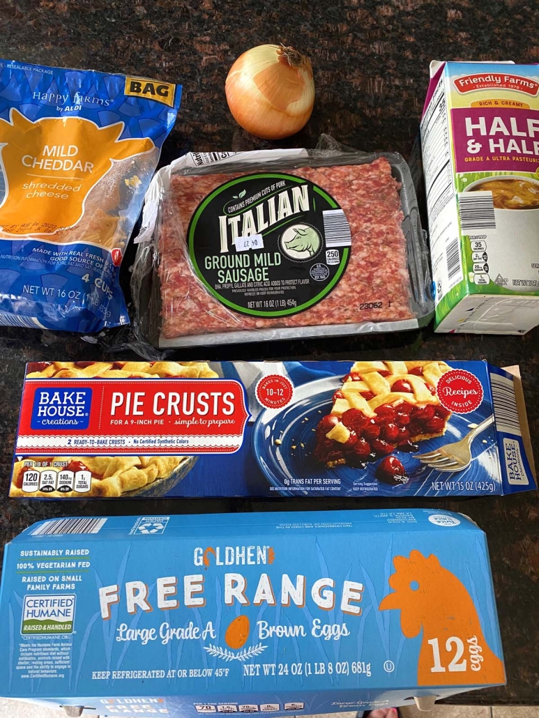ingredients for Sausage Quiche
