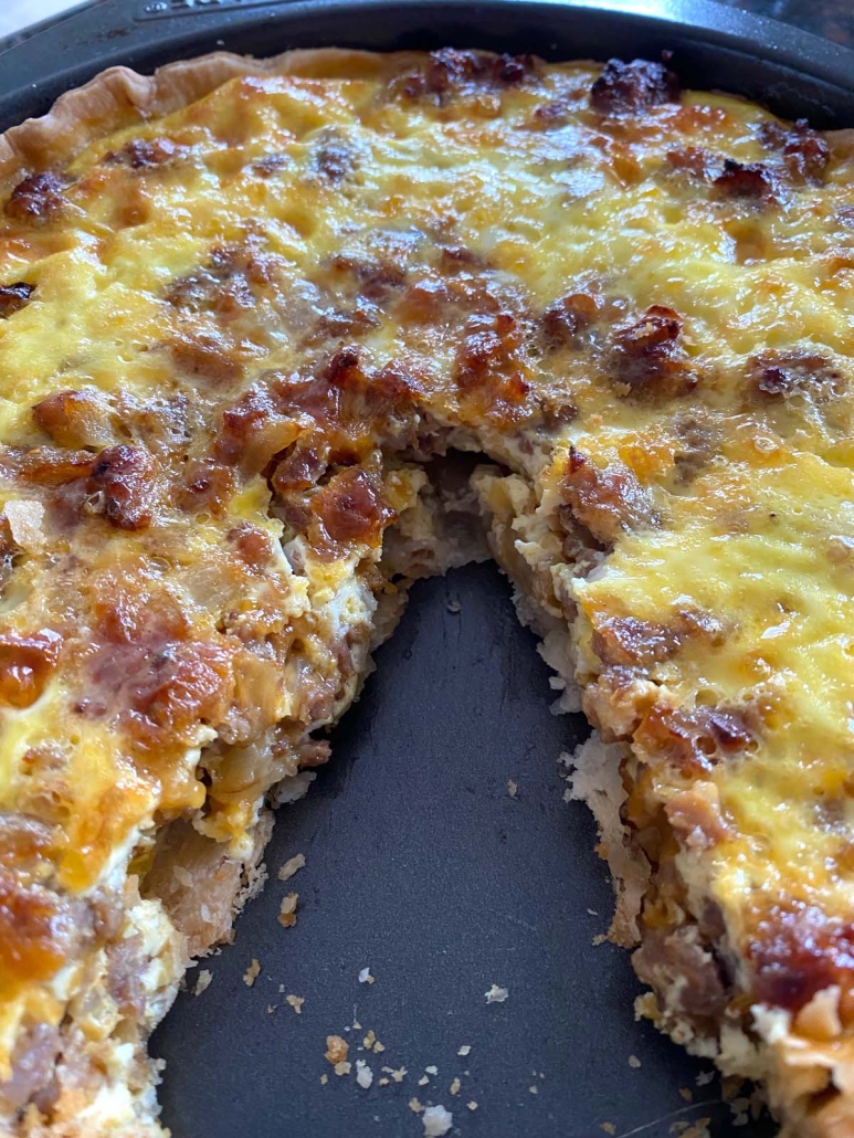 sausage and onion in quiche