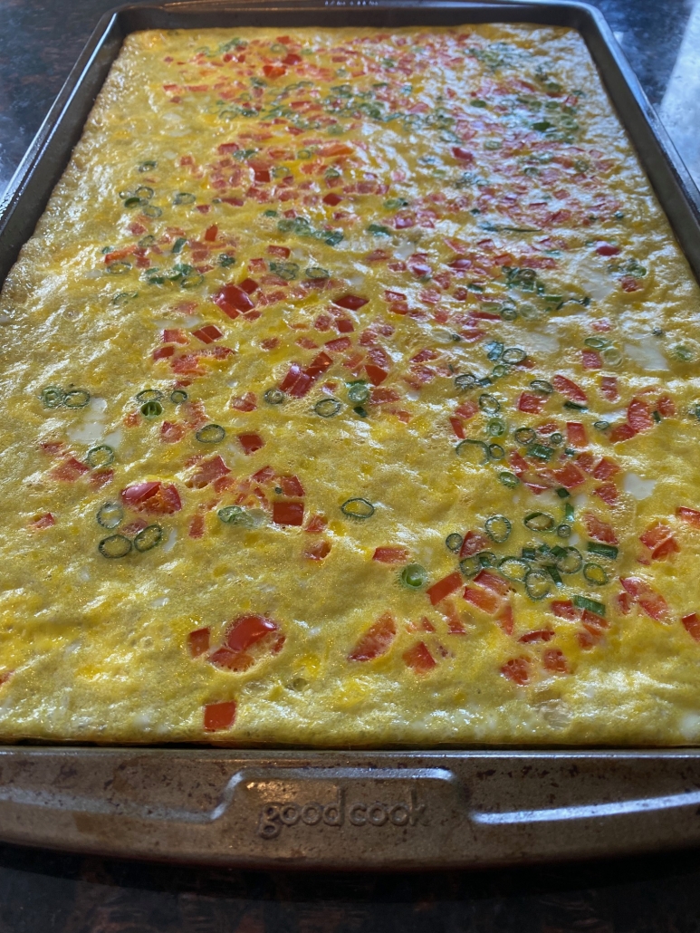 sheet pan with baked eggs