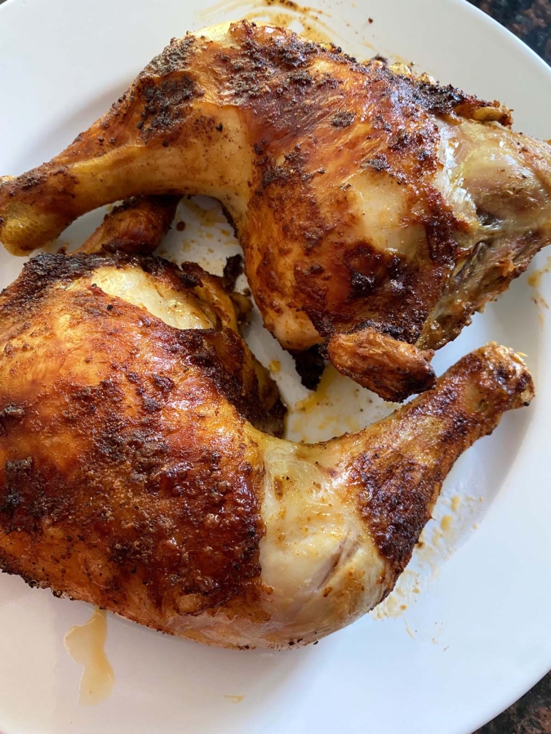 Air Fryer Chicken Leg Quarters on a plate