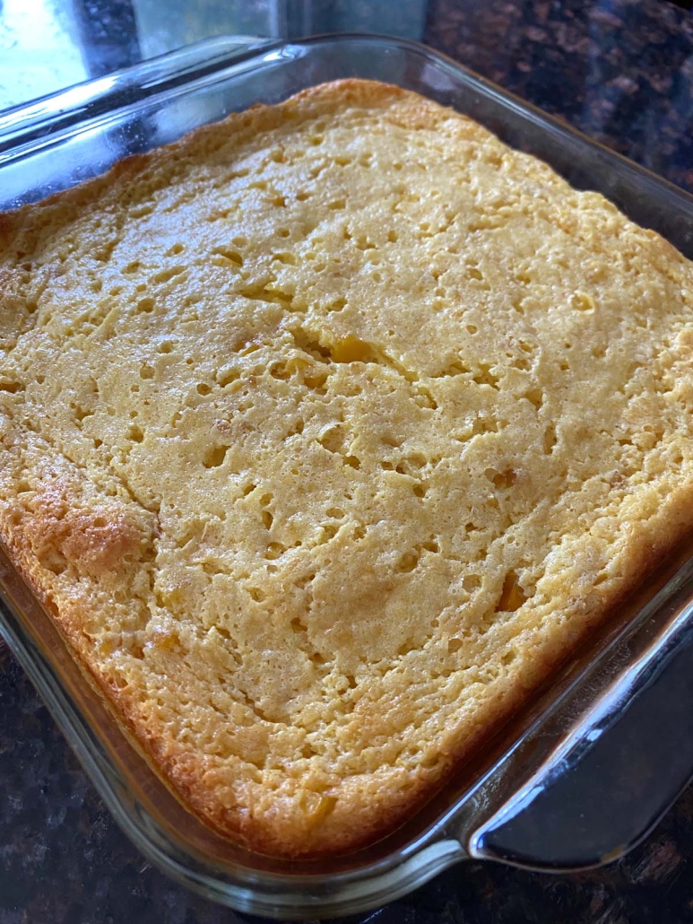 Cornbread Casserole baked in the oven