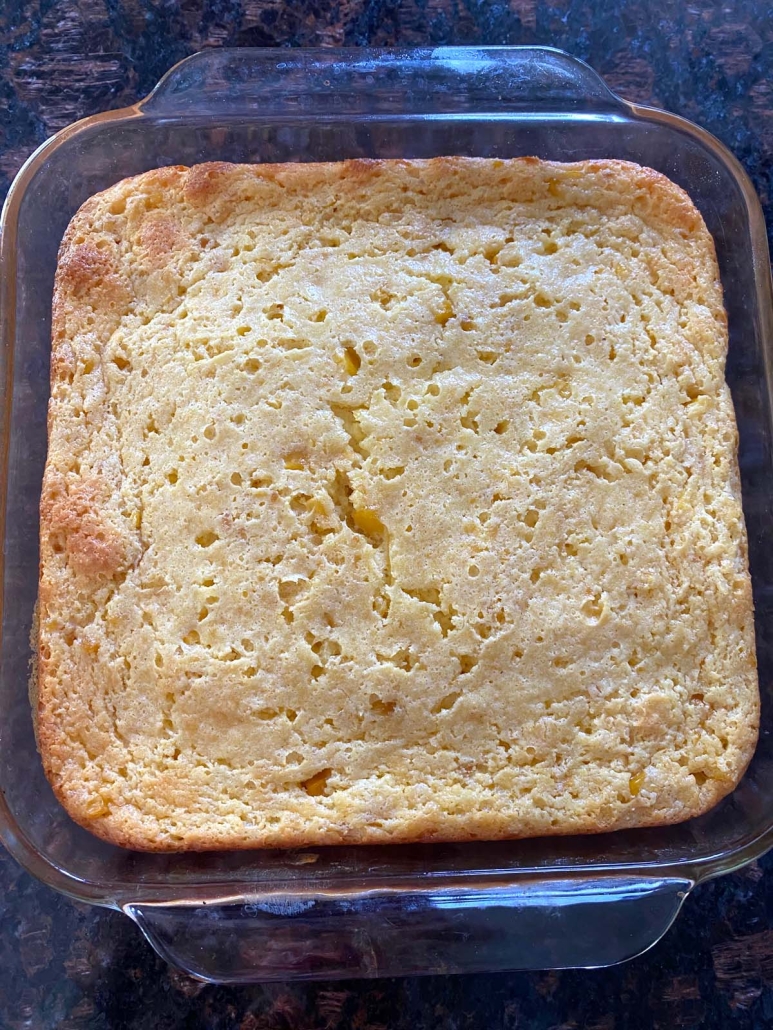 Cornbread Casserole in a baking dish