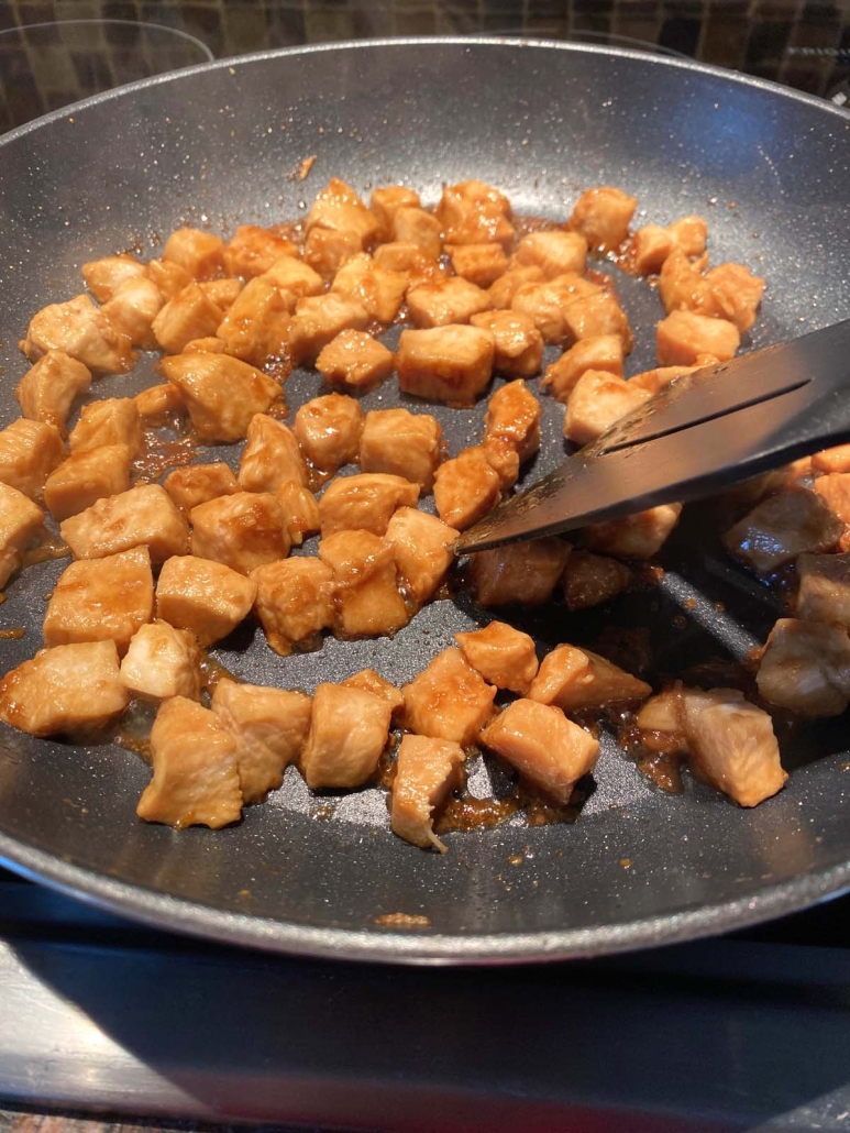 spatula stirring up Hibachi Chicken