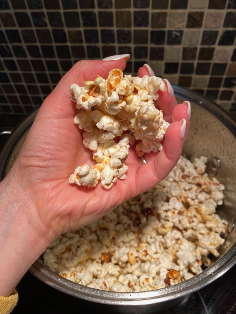 handful of Homemade Kettle Corn