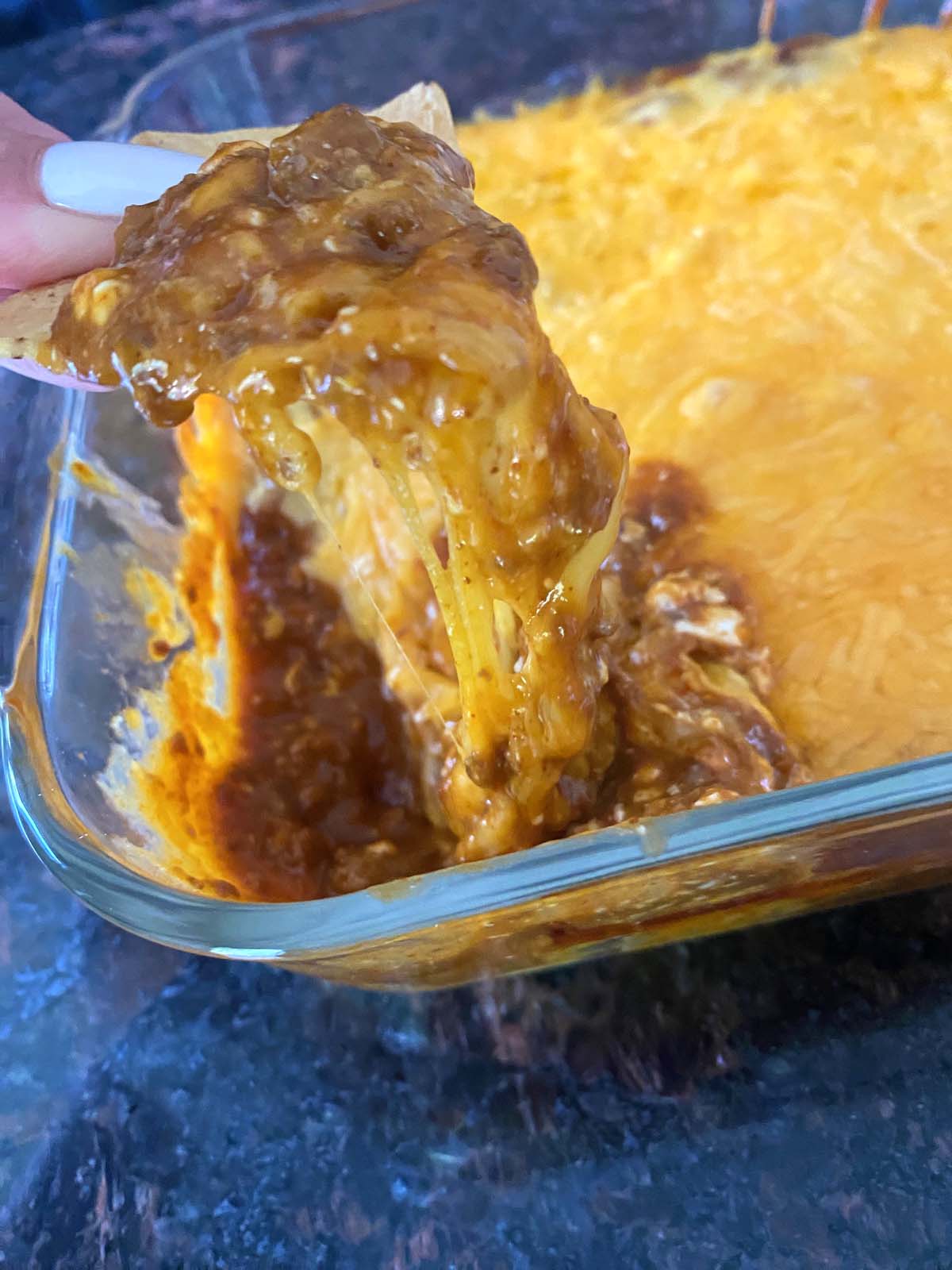 Dish of Skyline chili dip. 