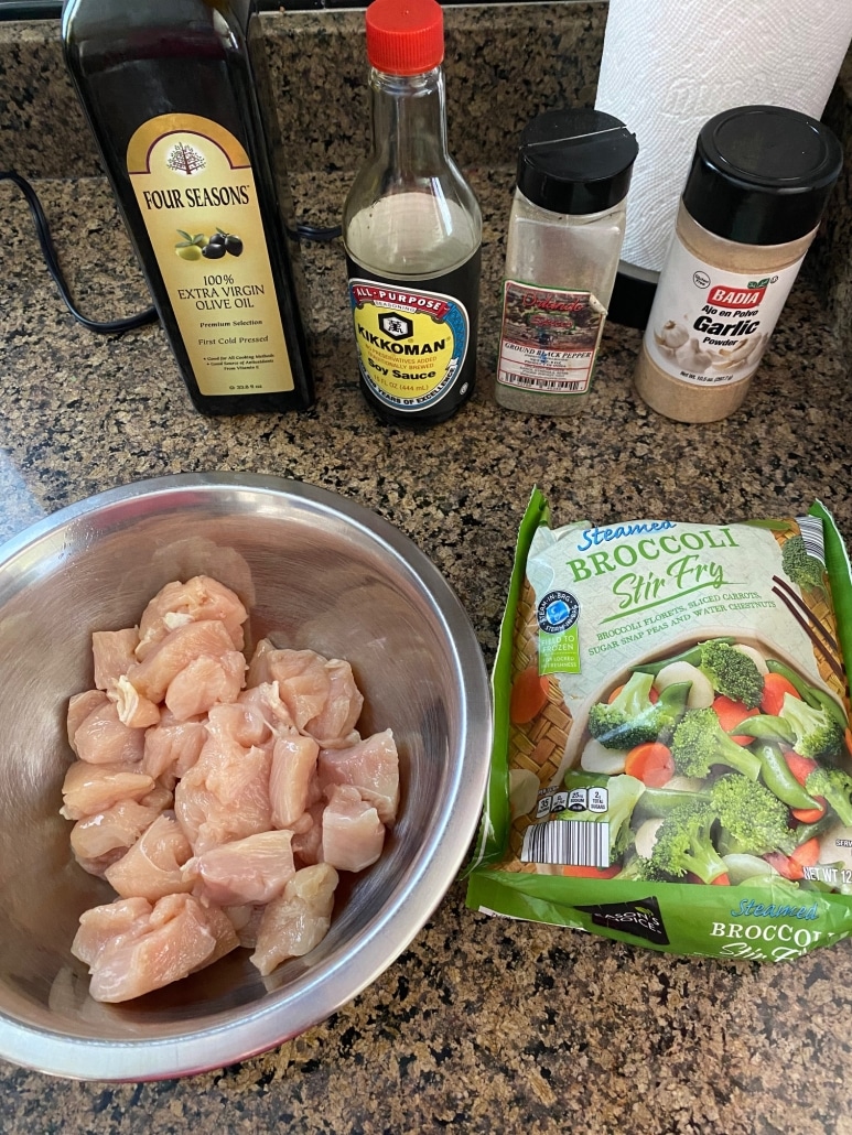 ingredients for Air Fryer Chicken And Frozen Vegetables