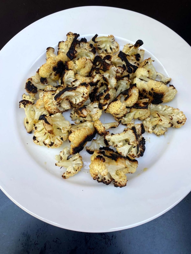 Grilled Cauliflower Florets on a plate