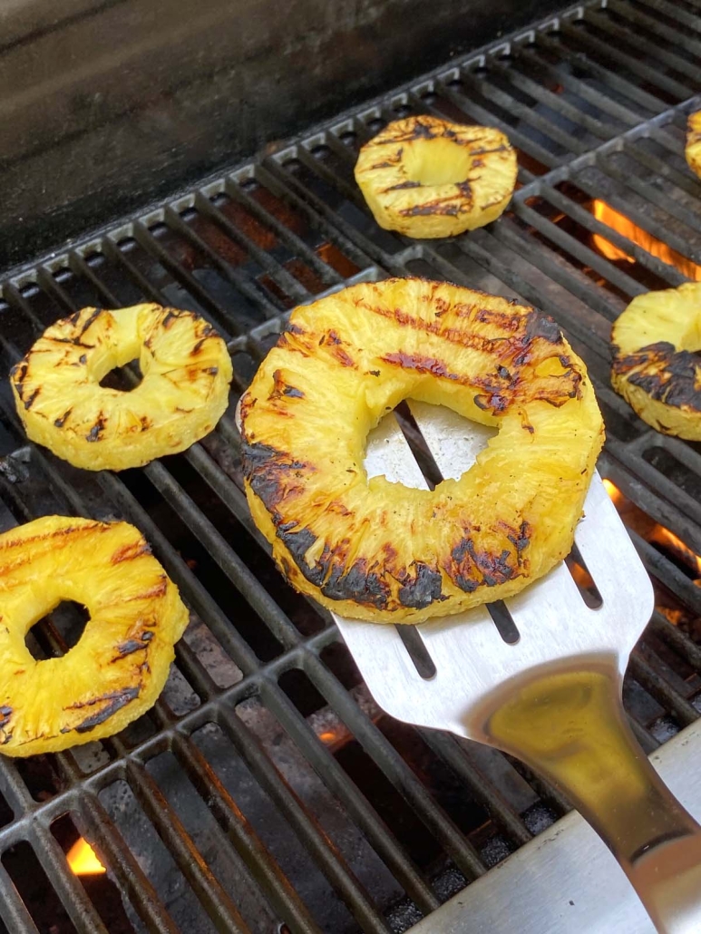 spatula flipping Grilled Pineapple Slice