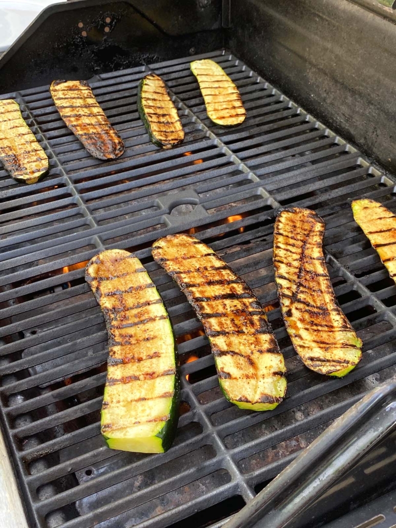 balsamic zucchini slices on the grill
