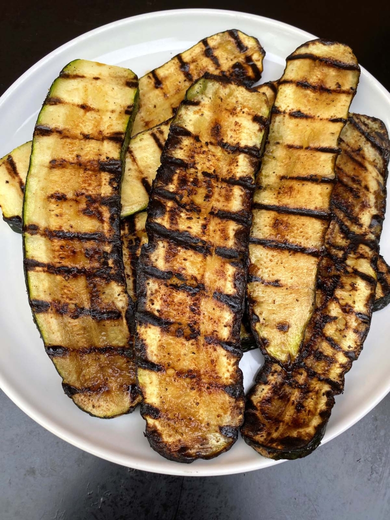 plate of Grilled Balsamic Zucchini Slices