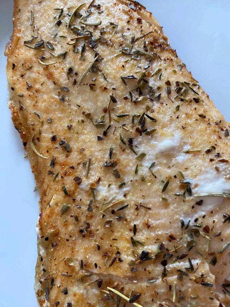perfectly cooked Air Fryer Rainbow Trout