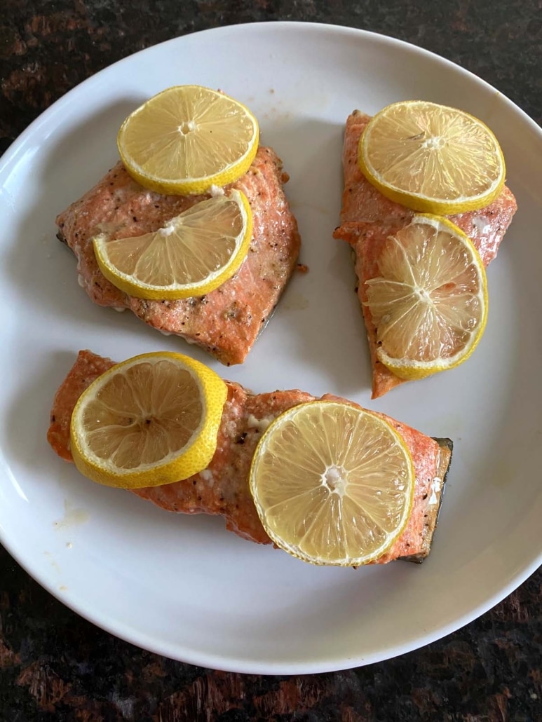 Baked Sockeye Salmon on a plate