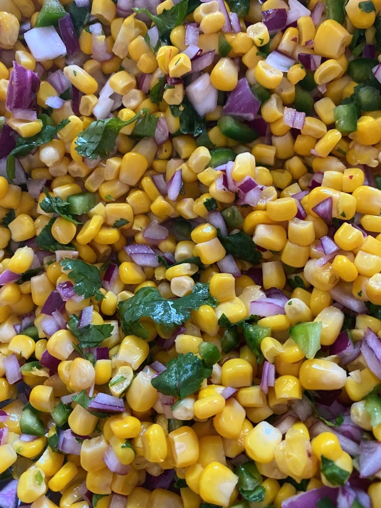 fresh ingredients in Chipotle Corn Salsa Copycat Recipe