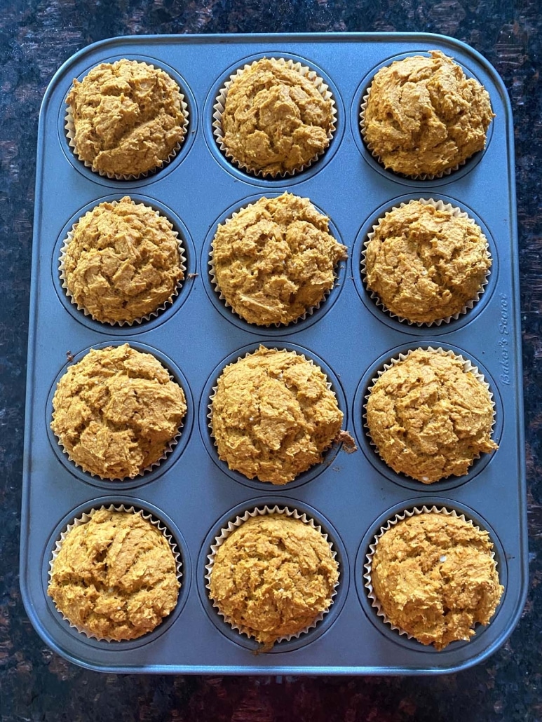 full tray of 2-Ingredient Pumpkin Muffins Made With Cake Mix