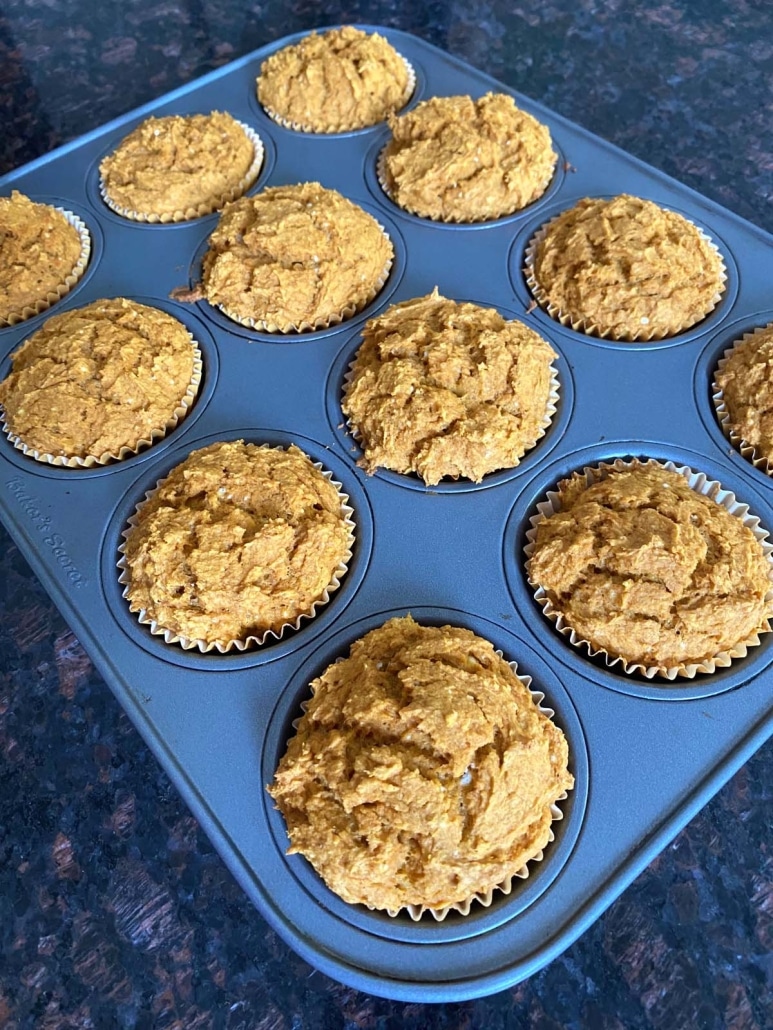 tray of fall dessert 2-Ingredient Pumpkin Muffins 