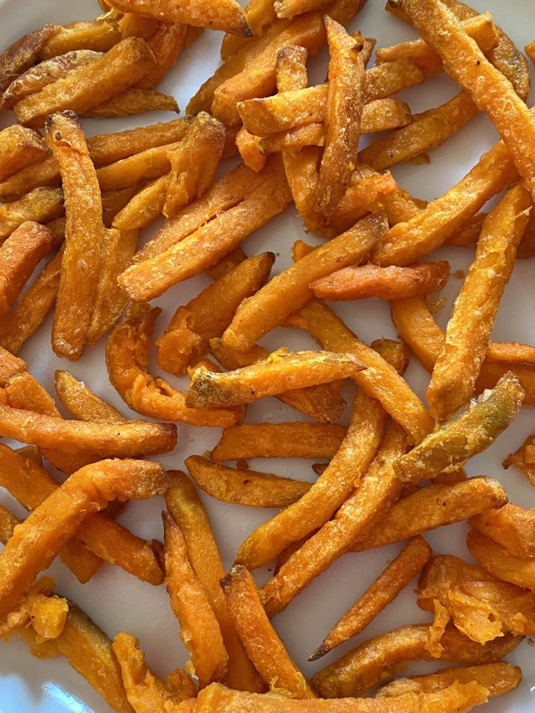 golden brown Trader Joe’s Sweet Potato Fries