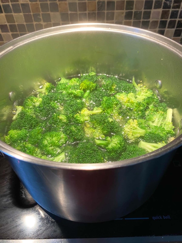 broccoli cooking in a pot