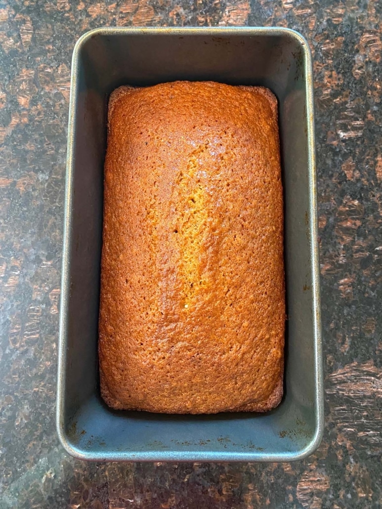 loaf cake sitting on kitchen counter