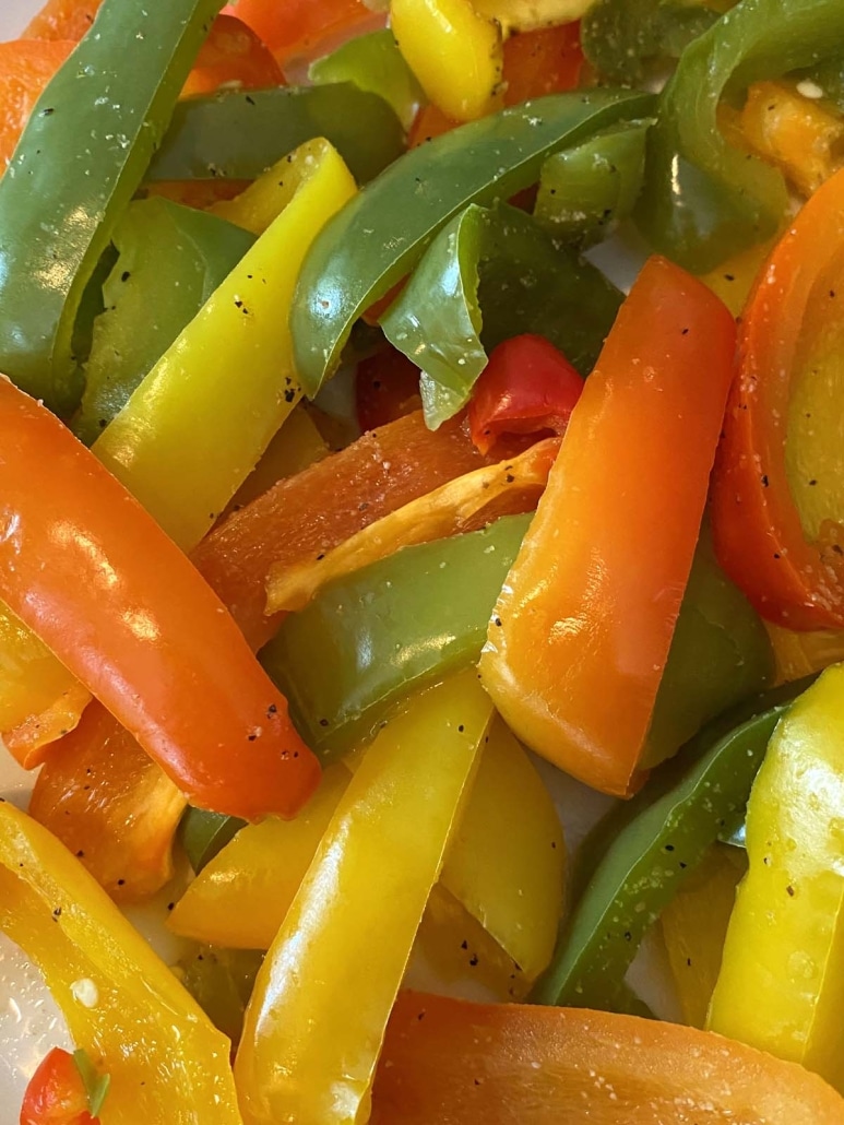 close-up of tender Microwave Bell Peppers