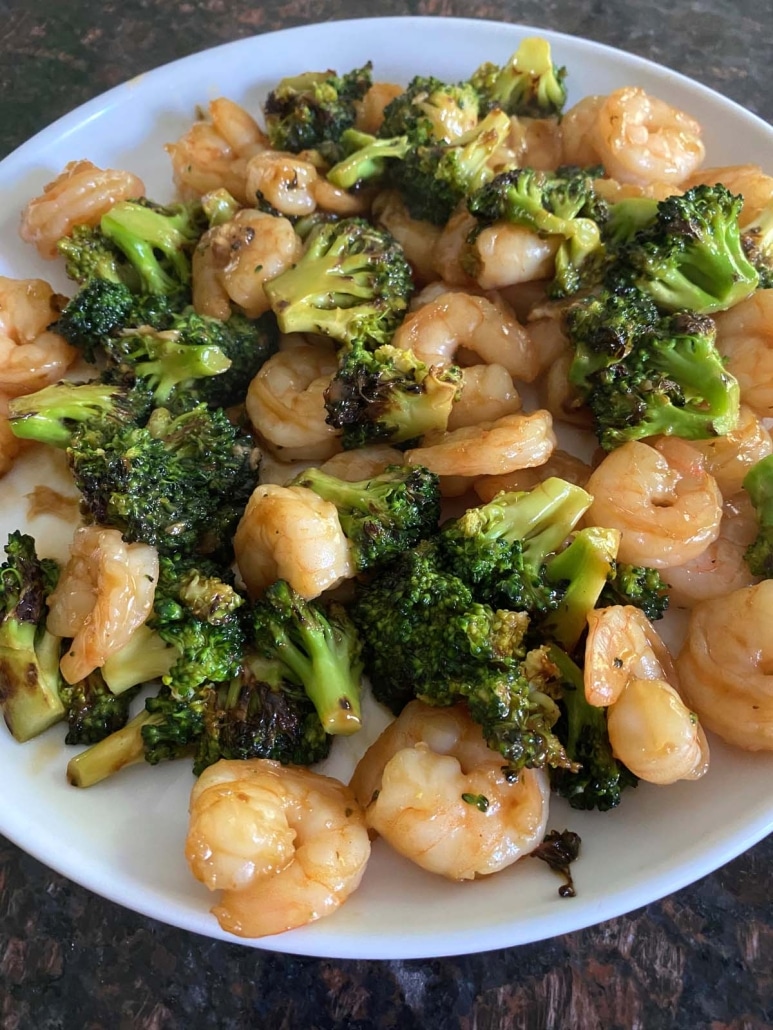 Shrimp And Broccoli Stir Fry on a plate